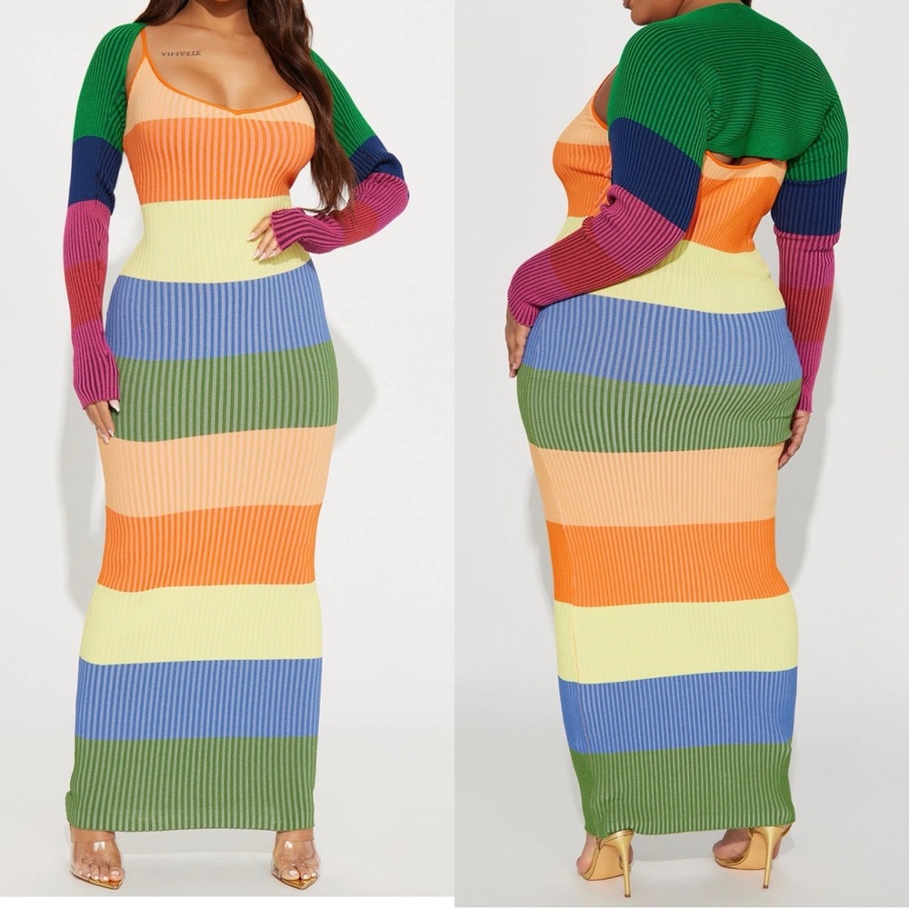 Colorful Striped Maxi Dress